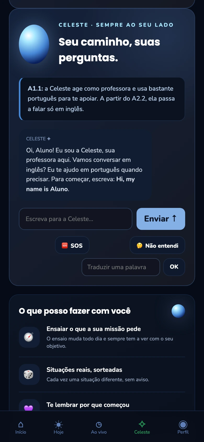 Conversa com a Celeste e recursos de apoio